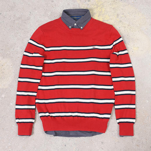 条纹撞色棉质 胸前刺绣 圆领毛衣/针织衫 特惠 T-1086 商品图5