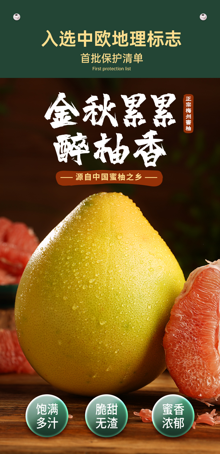 臻碧乡 梅州大埔蜜柚丨2-4个装丨梅州柚子,果园直发,新鲜采摘