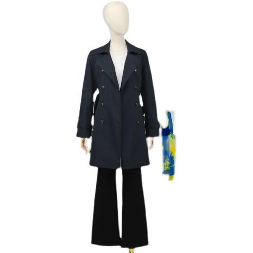 FOCALS福柯斯春秋新款双排扣百搭显瘦中长款外套风衣F2YCF626B3 商品图4