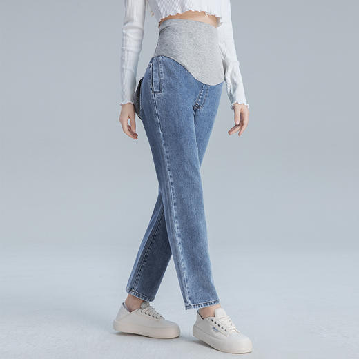 嫚熙高腰老爹裤秋冬装外穿烟管牛仔长裤 商品图4