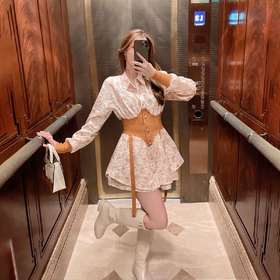 【清仓非质量问题不退换】张心子「浮生若梦」港风套装女复古chic2021秋季新款衬衫裙两件套U210875