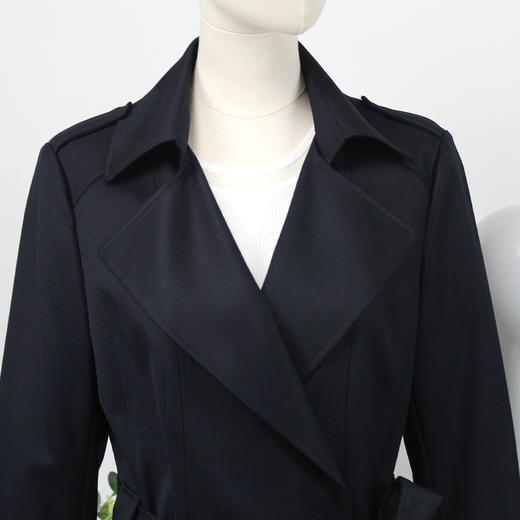 FOCALS福柯斯春秋新款羊毛混纺过膝中长款外套风衣F2YCF607B7 商品图3