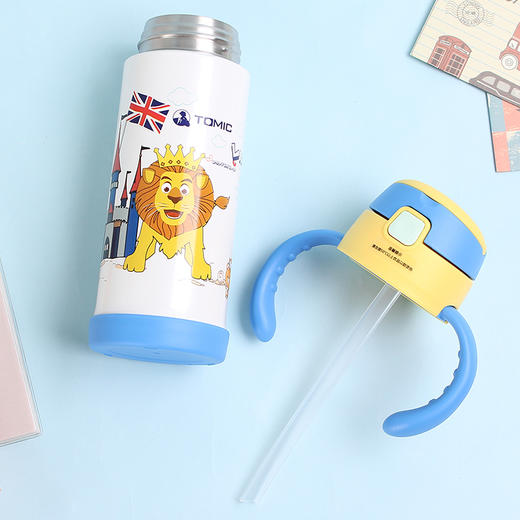 特美刻 儿童吸管保温杯水壶带手柄宝宝316不锈钢便携防漏 TWL1257 商品图3