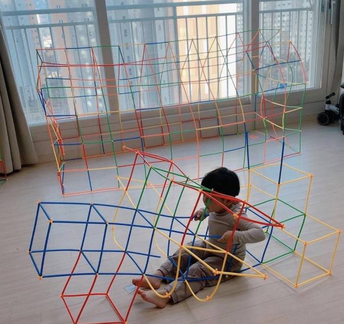 创意4d大型空间建构拼插吸管积木 网红爆款幼儿园儿童早教3-10岁diy