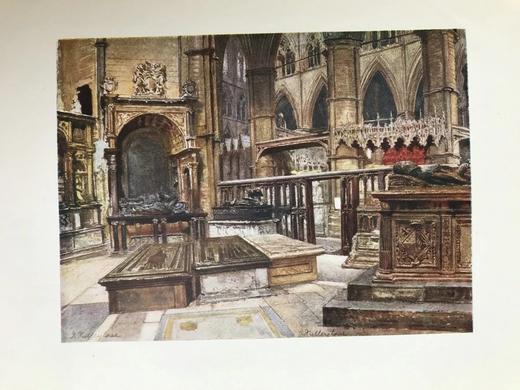 1906年 威斯敏斯特教堂 21幅彩色插图 漆布精装大32开 商品图6