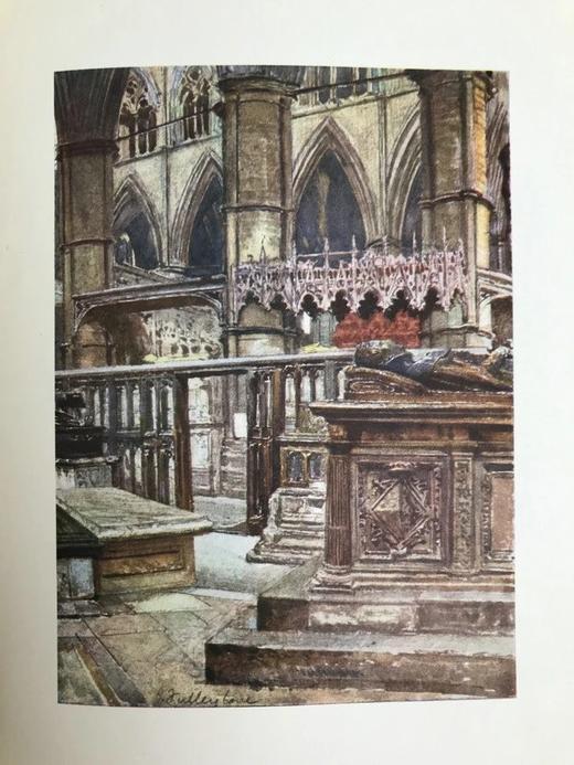 1906年 威斯敏斯特教堂 21幅彩色插图 漆布精装大32开 商品图11