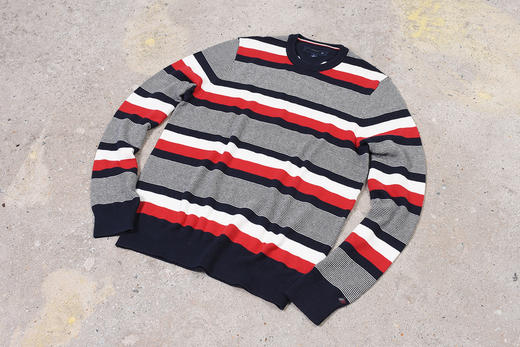 薄款 拼色棉质 袖口标 圆领毛衣/针织衫 T-1107 商品图1