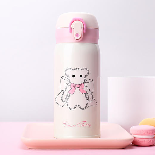 特美刻 泰迪熊 便携弹跳316不锈钢保温杯子女士茶水杯TW00010 商品图0