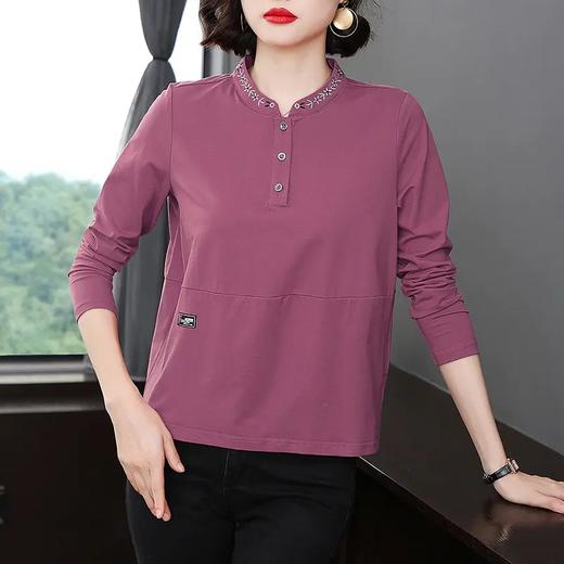 MZ 115607棉质纯色大码潮款刺绣百搭上衣 商品图1