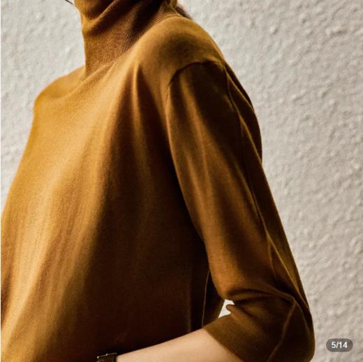 JH8817 簰打底德国120sOTW®技术五分袖高领针织衫 商品图3