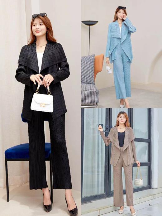 百褶套装 上下套 百褶裤上衣 夏季清凉套装上衣裤子 商品图0