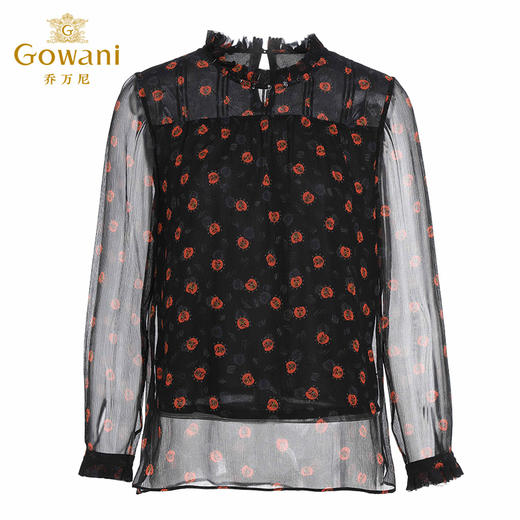 乔万尼早春衬衫复古印花通勤时尚上衣EI3C242 商品图4