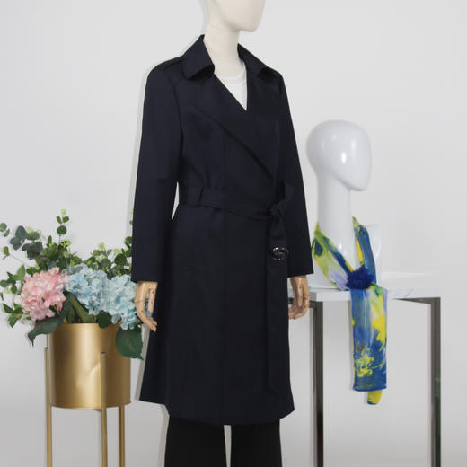 FOCALS福柯斯春秋新款羊毛混纺过膝中长款外套风衣F2YCF607B7 商品图1