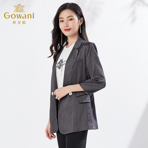 乔万尼早春新品西装重磅真丝气质条纹EI3B139 商品图2
