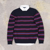 条纹撞色棉质 胸前刺绣 圆领毛衣/针织衫 特惠 T-1086 商品缩略图2