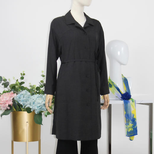 FOCALS福柯斯春秋新款休闲薄款羊毛混纺中长款外套风衣F2YCF502A3 商品图1