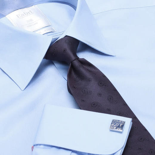 高唯男士白/蓝小斜纹DP工艺全免烫法式/英式高领衬衫 商品图5