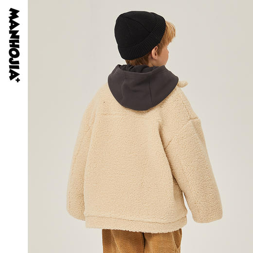 马拉丁潮牌漫画家儿童棉袄冬2021新品户外感立体贴袋羊羔绒棉夹克 商品图2