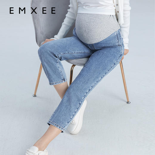 嫚熙高腰老爹裤秋冬装外穿烟管牛仔长裤 商品图0