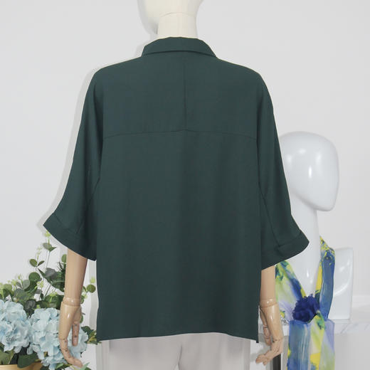 FOCALS福柯斯女装春秋新款宽松七分袖上衣蝙蝠袖衬衫FYBAN111G7 商品图2