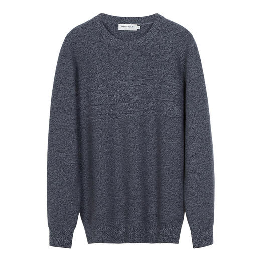 METTE羊绒世家2021年秋冬新品男士100%山羊绒衫圆领点子混纱毛衣 商品图5