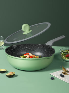 炊大皇竹青石炒锅不粘锅32cm CG32ZQ