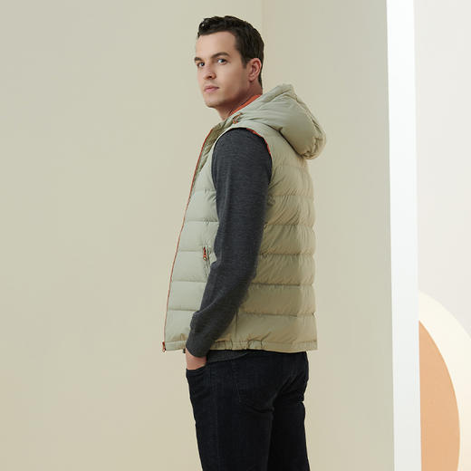 METTE2021年秋冬新品男士90白鹅绒背心时尚无袖连帽加厚羽绒马甲 商品图2