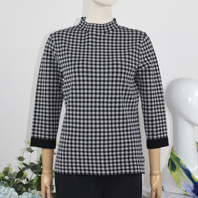 FOCALS福柯斯女装秋季新款圆领套头上衣几何提花针织衫F2YAT103NW