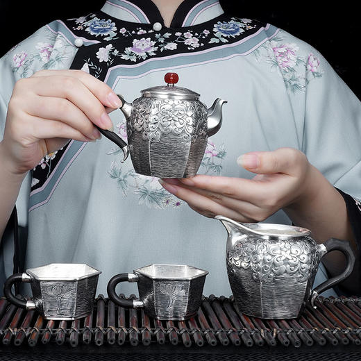 【仙客来】纯银茶具套装茶壶公道杯摆件茶杯摆件【YMT022】【YMT023】【YMT024】2109 商品图3