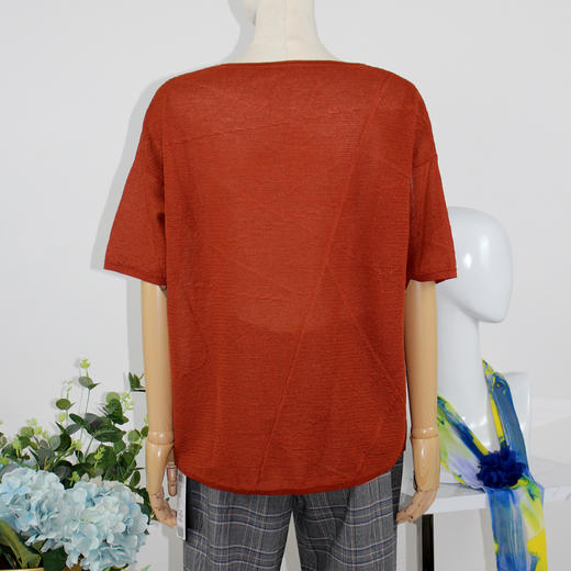 FOCALS福柯斯女装秋季新款圆领短袖套头上衣针织衫FYJ2T138JT 商品图2