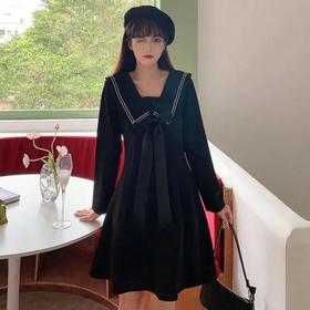 胖MM大码女装连衣裙秋装遮肚显瘦长袖连衣裙子仙女收腰减龄小黑裙七夕情人节