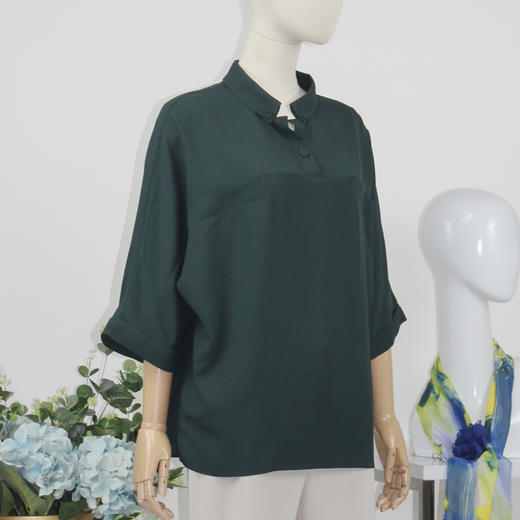 FOCALS福柯斯女装春秋新款宽松七分袖上衣蝙蝠袖衬衫FYBAN111G7 商品图1