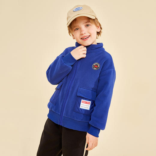 龙之涵儿童撞色拼接摇粒绒上衣2021秋季新款纯A类面料厂家直供 商品图4