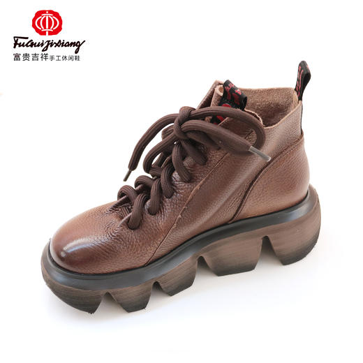 富贵吉祥波浪底系带马丁靴F216027 商品图1