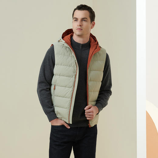 METTE2021年秋冬新品男士90白鹅绒背心时尚无袖连帽加厚羽绒马甲 商品图1