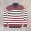 横纹拼色棉质 胸前刺绣 V领毛衣/针织衫 特惠 T-1066 商品缩略图4