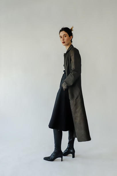 Ruohan 棕色宽大版腰带长大衣 商品图2