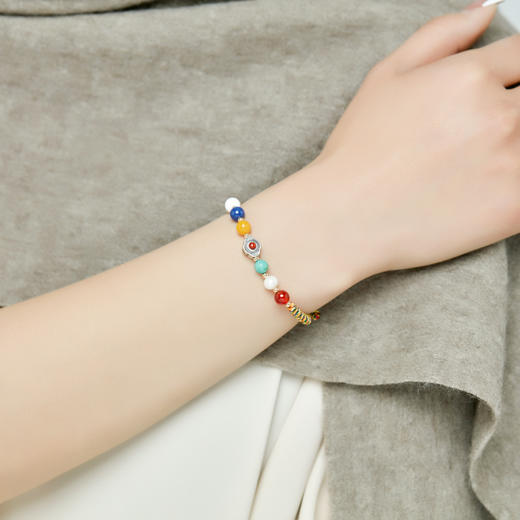 多宝手串‧五彩金刚结手串 本命年手链925足银配天然幸运宝石原创 商品图2