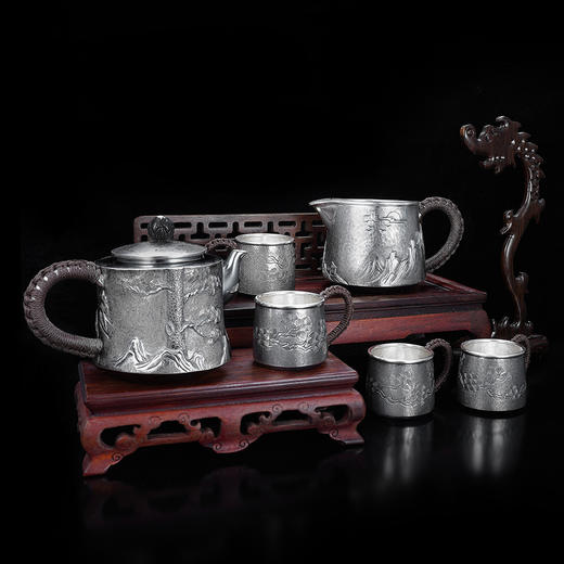 【迎客松】纯银茶具套装茶壶公道杯摆件茶杯摆件【YMT019】【YMT020】【YMT021】2109 商品图1