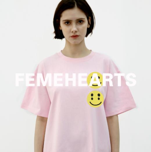 【样品清仓】Feme Hearts欧美笑脸系列印花宽松T恤（不支持退换）[福利品] 商品图1