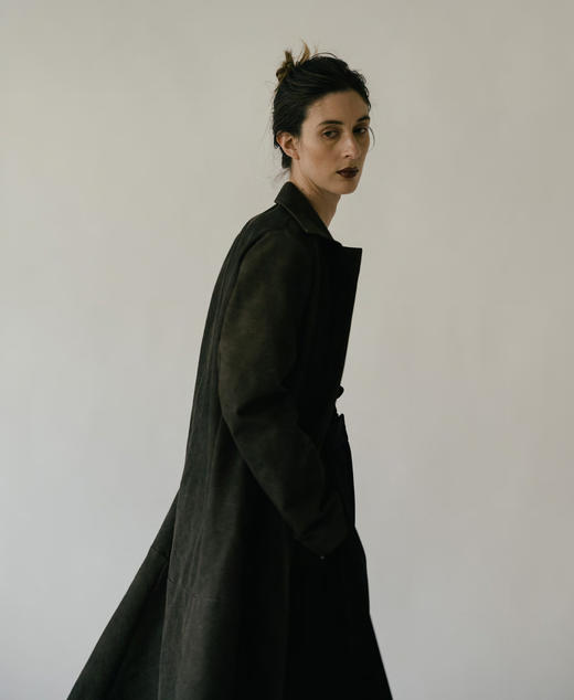 Ruohan 棕色宽大版腰带长大衣 商品图1