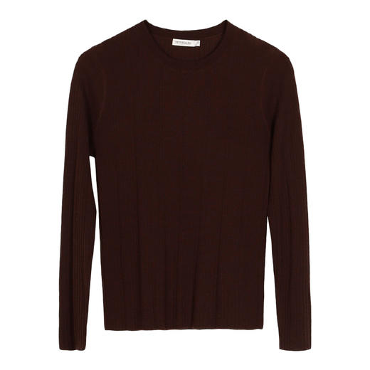 METTE羊绒世家2021年秋冬新品女士100%羊毛衫低圆领绞花镂空毛衣 商品图8