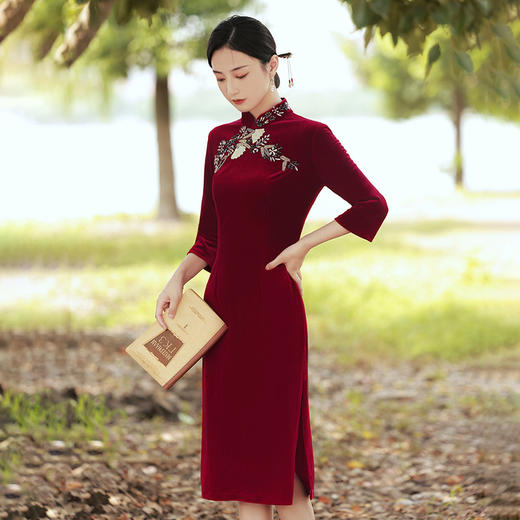 GSJ  294改良中长款修身大码旗袍裙 商品图1