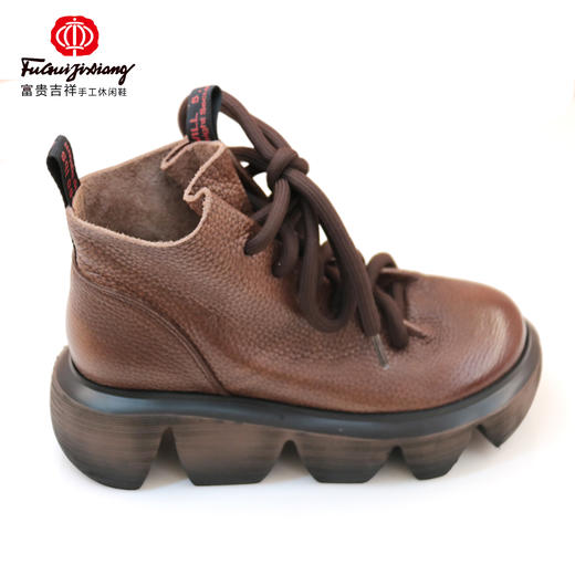 富贵吉祥波浪底系带马丁靴F216027 商品图2