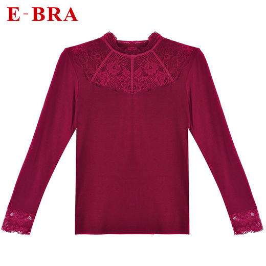 安莉芳旗下E-BRA女秋季小高领蕾丝打底上衣薄款暖衣KD0044 商品图1