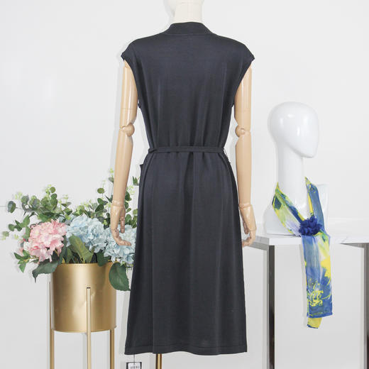 FOCALS福柯斯秋季桑蚕丝七分袖修身印花连衣裙F2YAX178BA 商品图2