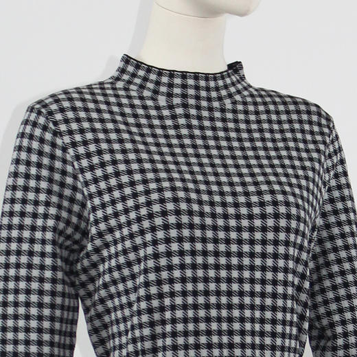 FOCALS福柯斯秋季半高领套头几何提花七分袖针织连衣裙F2YAX105NW 商品图3