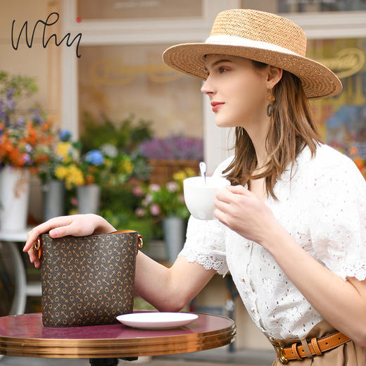 WHY水桶包女斜挎包百搭夏季新款包包时尚女包轻便小巧精致单肩包YAP8410AZ 商品图3