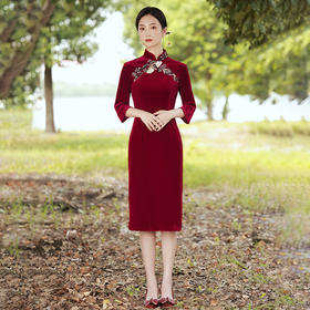 GSJ  294改良中长款修身大码旗袍裙