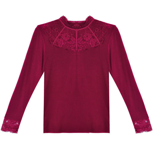 安莉芳旗下E-BRA女秋季小高领蕾丝打底上衣薄款暖衣KD0044 商品图6